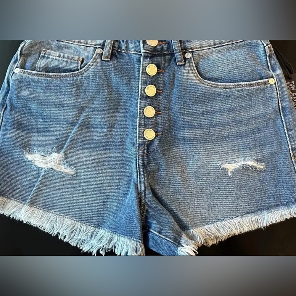 BlankNYC Denim Shorts 28 Waist‎ Distressed Frayed The Barrow High Rise Bu…